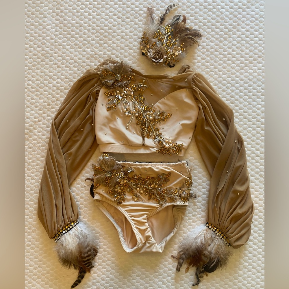 Custom youth small lyrical dance costume. Reverence base. “Crippled Bird”.